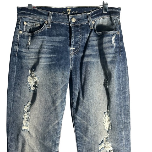 7 For All Mankind JOSEPHINA Boyfriend Stretch Distressed Jeans Size 26 - Picture 5 of 14